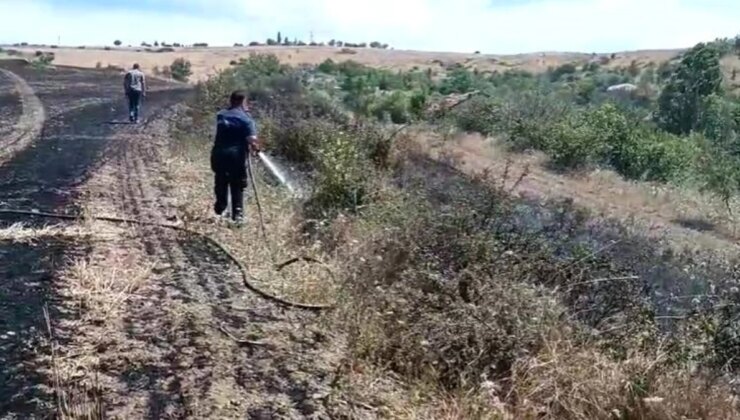 Ankara Elmadağ’da Ekili Tarım Yerinde Yangın Çıktı