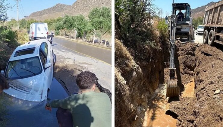 Böyle Talihsizlik Görülmedi: İsale Hattı Patladı Çukuruna Otomobil Düştü!