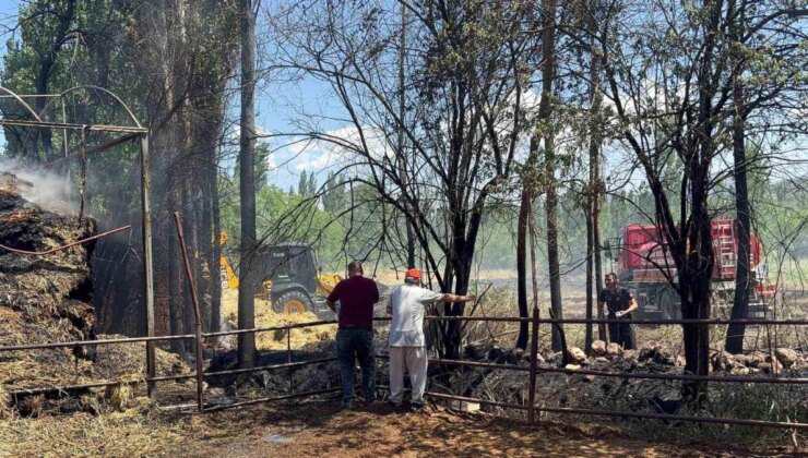 Burdur’da Çıkan Yangında Bin Adet Saman Balyası Kül Oldu