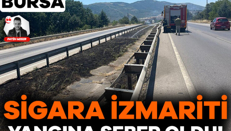 Bursa’da Araçtan Atılan Sigara İzmariti Ana Yol Ortasındaki Otları Yaktı