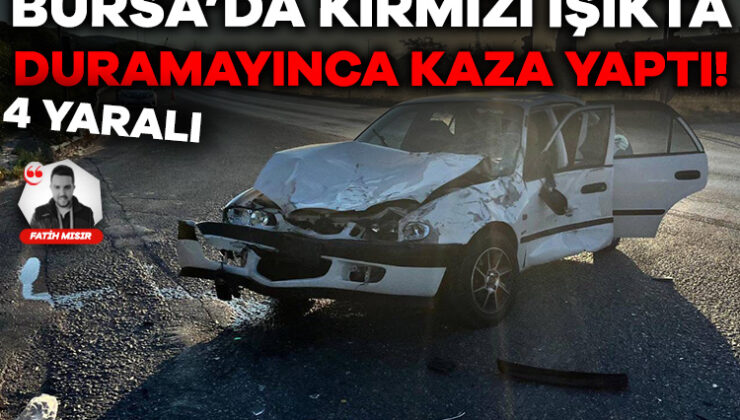 Bursa’da Otomobil Ana Yola Çıkan Tıra Çarptı 4 Yaralı!