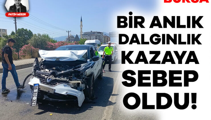 Bursa’da Otomobil Kamyona Çarptı, Sürücü Yara Almadan Kurtuldu