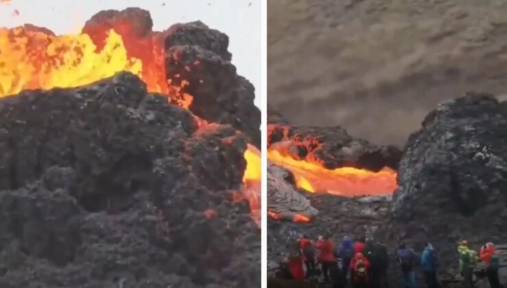 İzlanda’da Tekrar Yanardağ Patladı! Görüntüler Anbean Kaydedildi