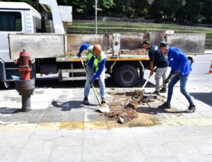 İzmir Büyükşehir Belediyesi Kaldırımları Onarıyor