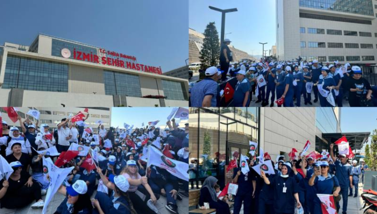 İzmir Şehir Hastanesi’nde Temizlik Çalışanları İş Bırakarak Düşük Ücret ve Yoğun Çalışma Koşullarını Protesto Etti