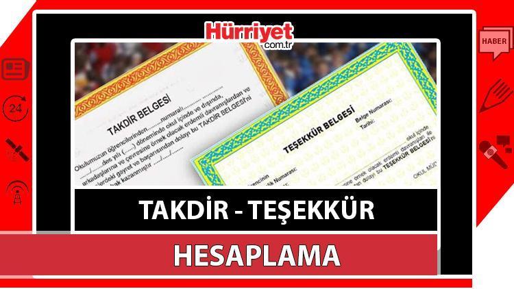 Takdir Teşekkür Hesaplama Ekranı (5. 6. 7. 8. 9. 10. 11. 12. Sınıf) 2024! MEB E-Okul İlkokul Ortaokul Lisede Kaç Puanla Takdir ve Teşekkür Alınır, Nasıl Hesaplanır?