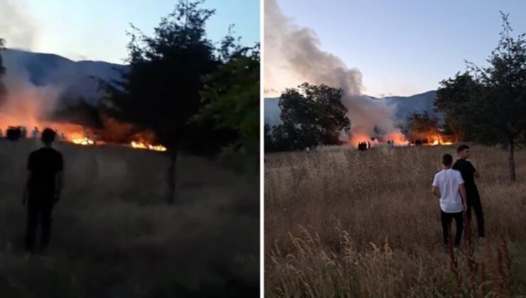 Tokat’ta Düğünde Atılan Havai Fişekler Kuru Otları Tutuşturdu