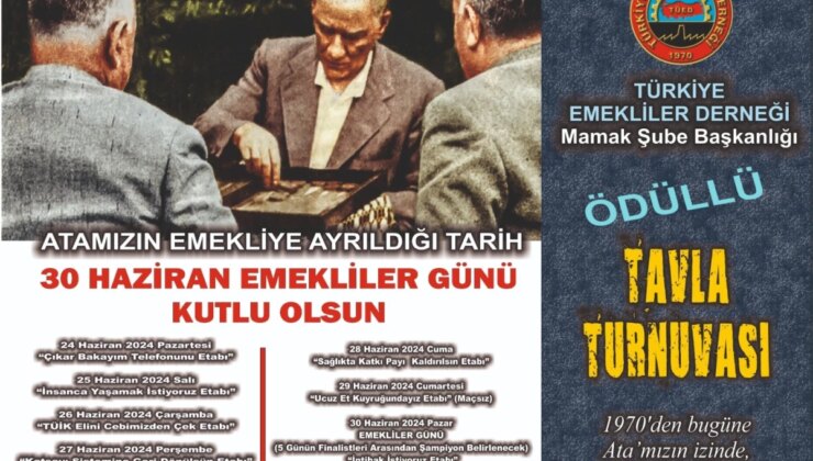 Tüed, Atatürk’ün Emekliliğinin 97. Yılı Anısına Ödüllü Tavla Turnuvası Düzenliyor