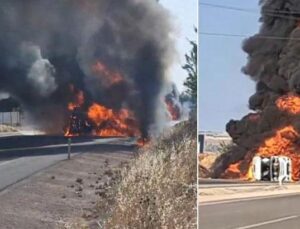 Adıyaman’da Akaryakıt Yüklü Tanker Yandı