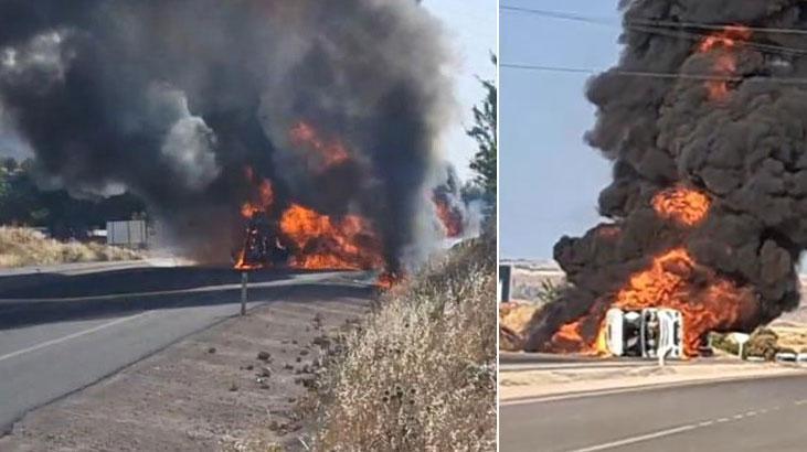 Adıyaman’da Akaryakıt Yüklü Tanker Yandı