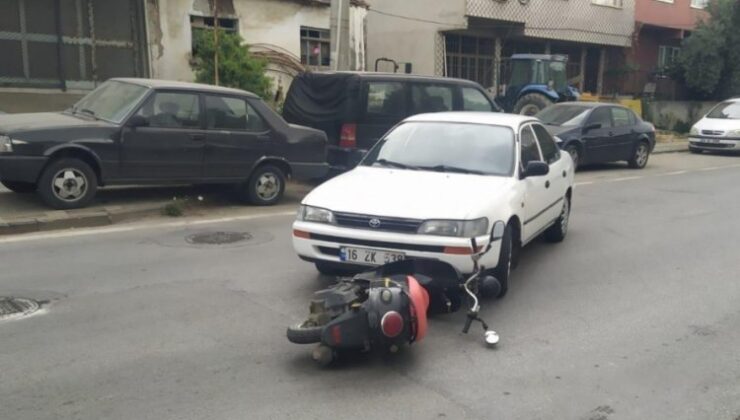 Bursa’da Otomobil ile Çarpışan Motosiklet Sürücüsü Yaralandı