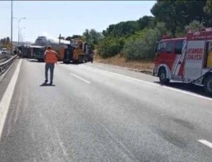 Büyükçekmece’de Yakıt Tankeri Devrildi: Yol Trafiğe Kapatıldı!