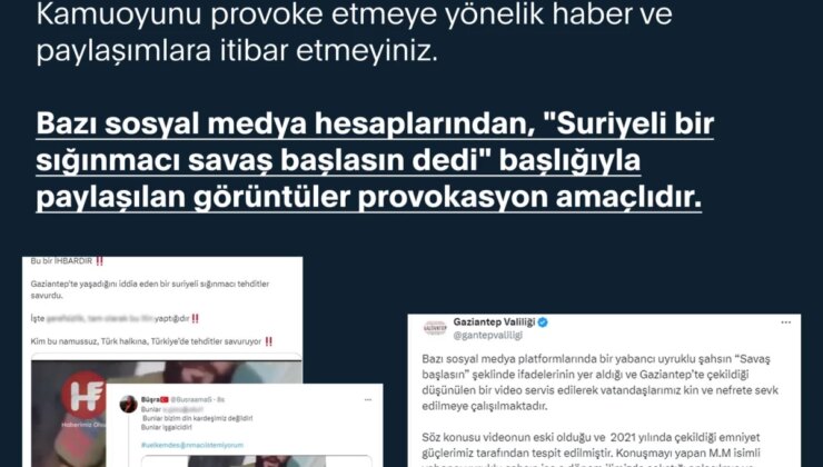 Dezenformasyonla Mücadele Merkezi: Suriyeli Bir Sığınmacı Savaş Başlasın Dedi İddiası Provokasyon Amaçlı