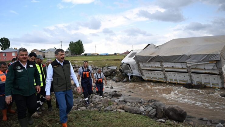 Erzurum Sel Felaketinde 4 Ev ve 4 Ahır Zarar Gördü, 19 Hayvan Öldü