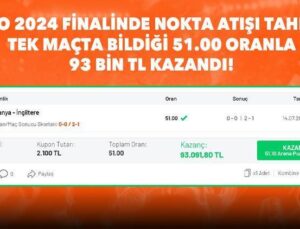 EURO 2024 Finalinde Nokta Atışı Tahmin! Tek Maçta Bildiği 51.00 Oranla 93 Bin TL Kazandı!