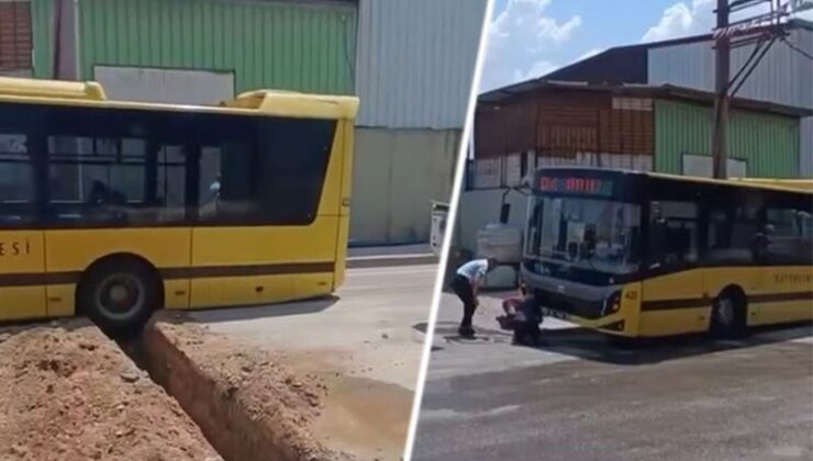 Halk Otobüsü Çukura Saplandı: Yolcular Tahliye Edildi