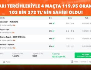 İlk Yarı Tercihleriyle 4 Maçta 119.95 Oran Bildi, 103 Bin 372 TL’nin Sahibi Oldu!