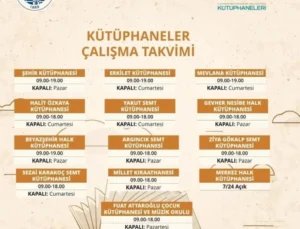 Kütüphanelerde Çalışma Takvimi Güncellendi