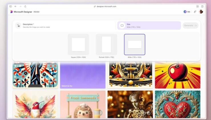 Microsoft Designer Artık Yatay ve Portre Görüntüler Oluşturmaya İzin Veriyor