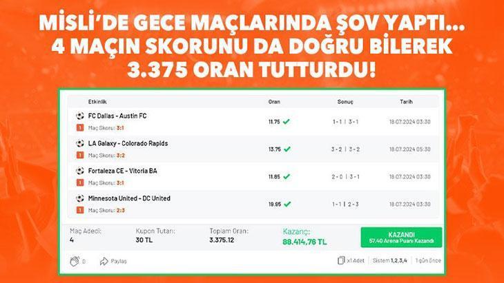 Misli’de 4 Maçın Skorunu da Doğru Bilerek 3.375 Oran Tutturdu!