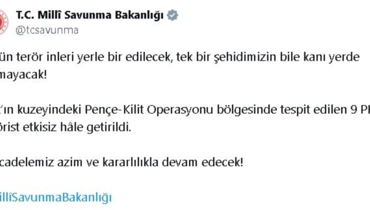 Pençe-Kilit Operasyonu’nda 9 Pkk’lı Terörist Etkisiz Hale Getirildi