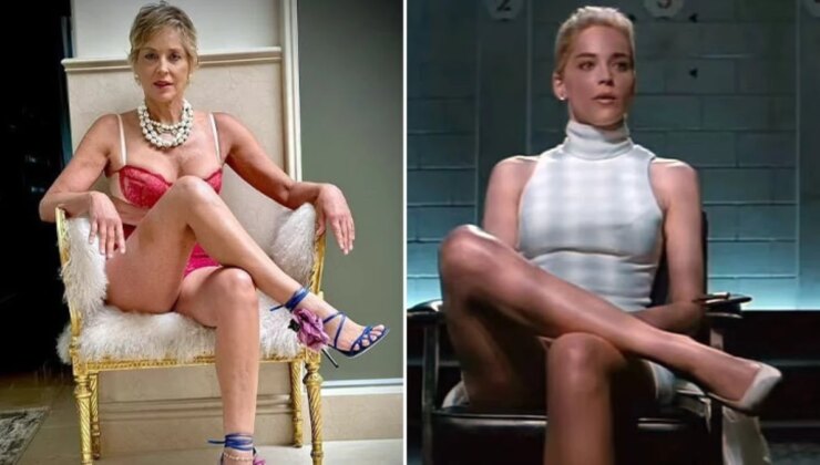 Sharon Stone, ‘Temel İçgüdü’ Sinemasının İkonik Sahnesini Kırmızı Dantel İç Çamaşırı İçinde Tekrar Canlandırdı