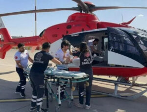 Şırnak’ta Yüksekten Düşen Yaralı, Ambulans Helikopterle Hastaneye Sevk Edildi