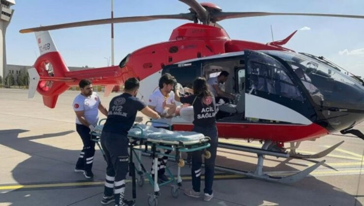 Şırnak’ta Yüksekten Düşen Yaralı, Ambulans Helikopterle Hastaneye Sevk Edildi