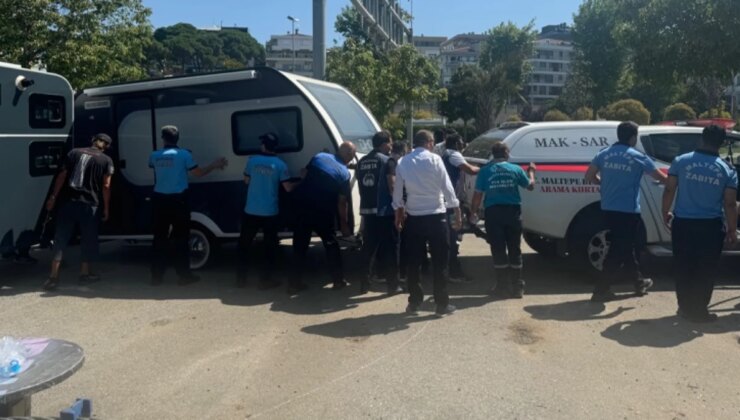 Tebligat Gönderilmişti! Maltepe Kıyısı’ndaki Karavanlar Yediemin Otoparkına Çekildi