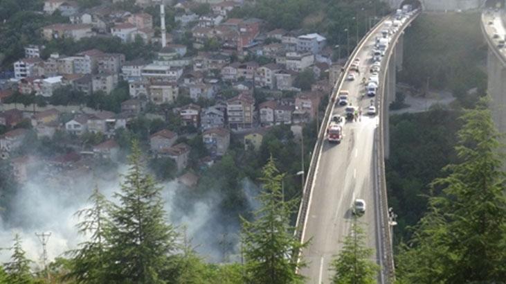 Tem’deki Otomobil Yangını Ağaçlara Sıçradı! Kilometrelerce Araç Kuyruğu Oldu