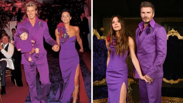 Victoria ve David Beckham, Evliliklerinin 25. Yılında Düğün Kıyafetlerini Yeniden Giydi