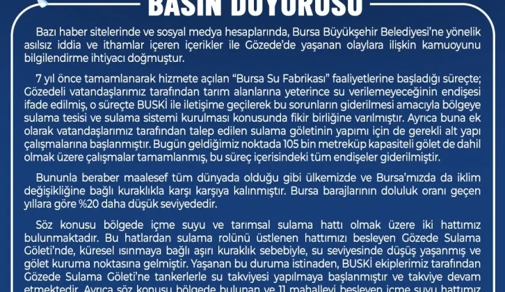 Büyükşehir’den Kamuoyuna Açıklama