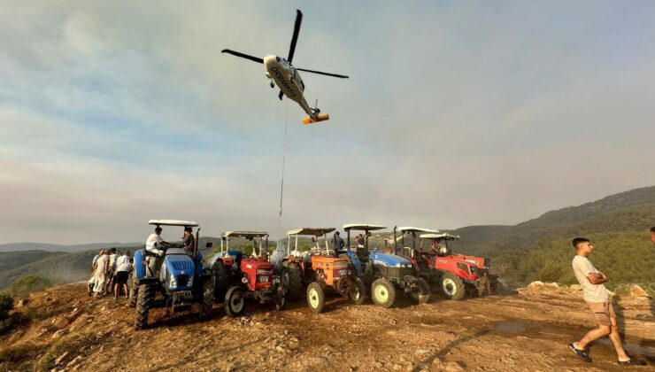 Köylüler Yangına Karşı Seferber Oldu: Tankerlerle Helikopterlere Su Desteği Yapılıyor