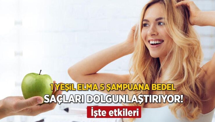 1 Yeşil Elma 5 Şampuana Bedel! Saçları Dolgunlaştıran Mucize, Kepeği Bitiriyor