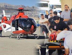 Ambulans Helikopter Bıçağın Üzerine Düşen Kerem Bebek İçin Havalandı