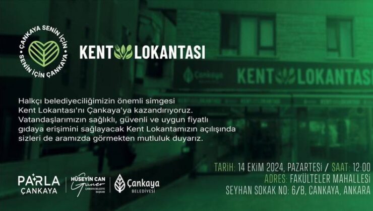 Çankaya Belediyesi’nden Yeni Hizmet: Kent Lokantası Açılıyor