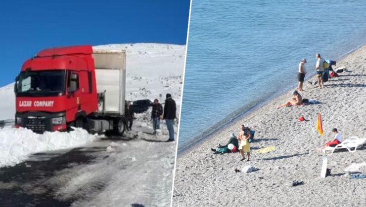 İki Fotoğraf da Bugün Çekildi: Bir Yanda Kar ve Tipi, Diğer Yanda Deniz ve Güneş Keyfi