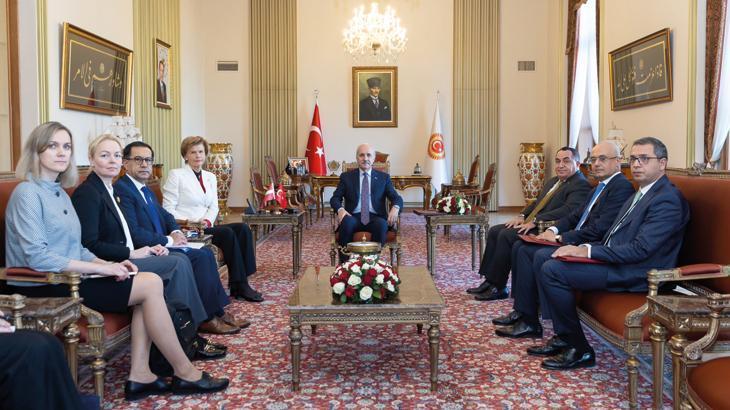 Meclis Başkanı Kurtulmuş, Letonya Dışişleri Bakanı Braze’yi Kabul Etti