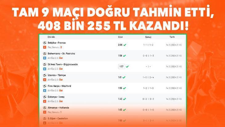 Tam 9 Maçı Doğru Tahmin Etti, 408 Bin 255 TL Kazandı!