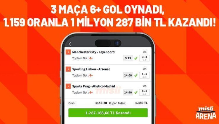 3 Maça 6+ Gol Oynadı, 1.159 Oranla 1 Milyon 287 Bin Kazandı!