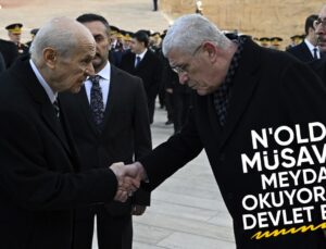 Devlet Bahçeli ve Müsavat Dervişoğlu Anıtkabir’de Tokalaştı