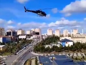 İstanbul’da Elektrik Tellerine Bakım Yapan Helikopter Şaşırttı