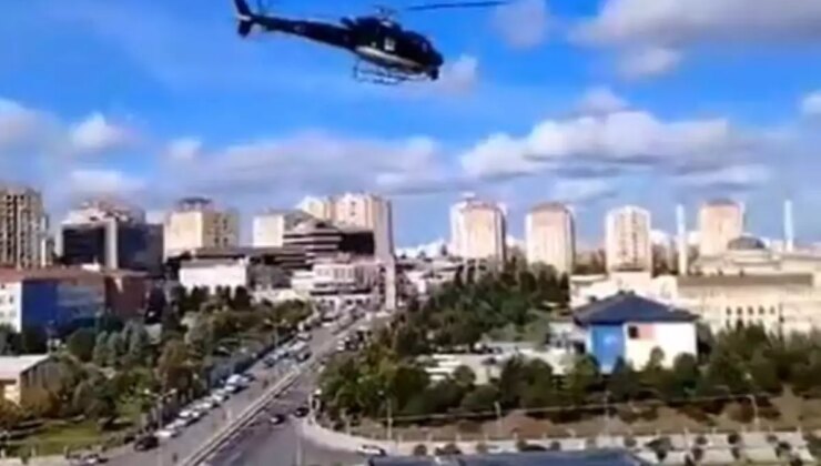 İstanbul’da Elektrik Tellerine Bakım Yapan Helikopter Şaşırttı